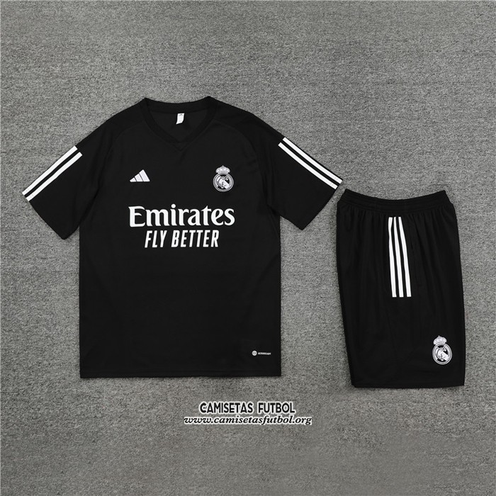 Chandal del Real Madrid Manga Corta 2023/2024 Negro - Pantalon Corto